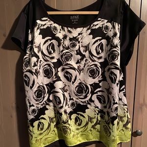 Black & white pattern with yellow dipped hem